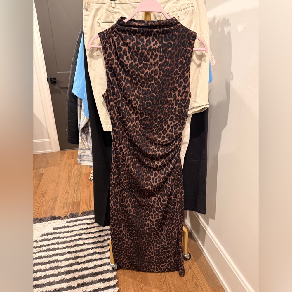 RAILS: Sleeveless Leopard Print Midi Dress - Brown/Black